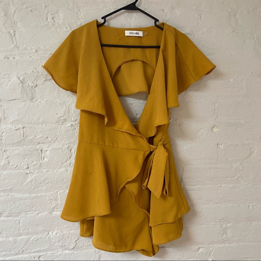 Yellow wrap romper